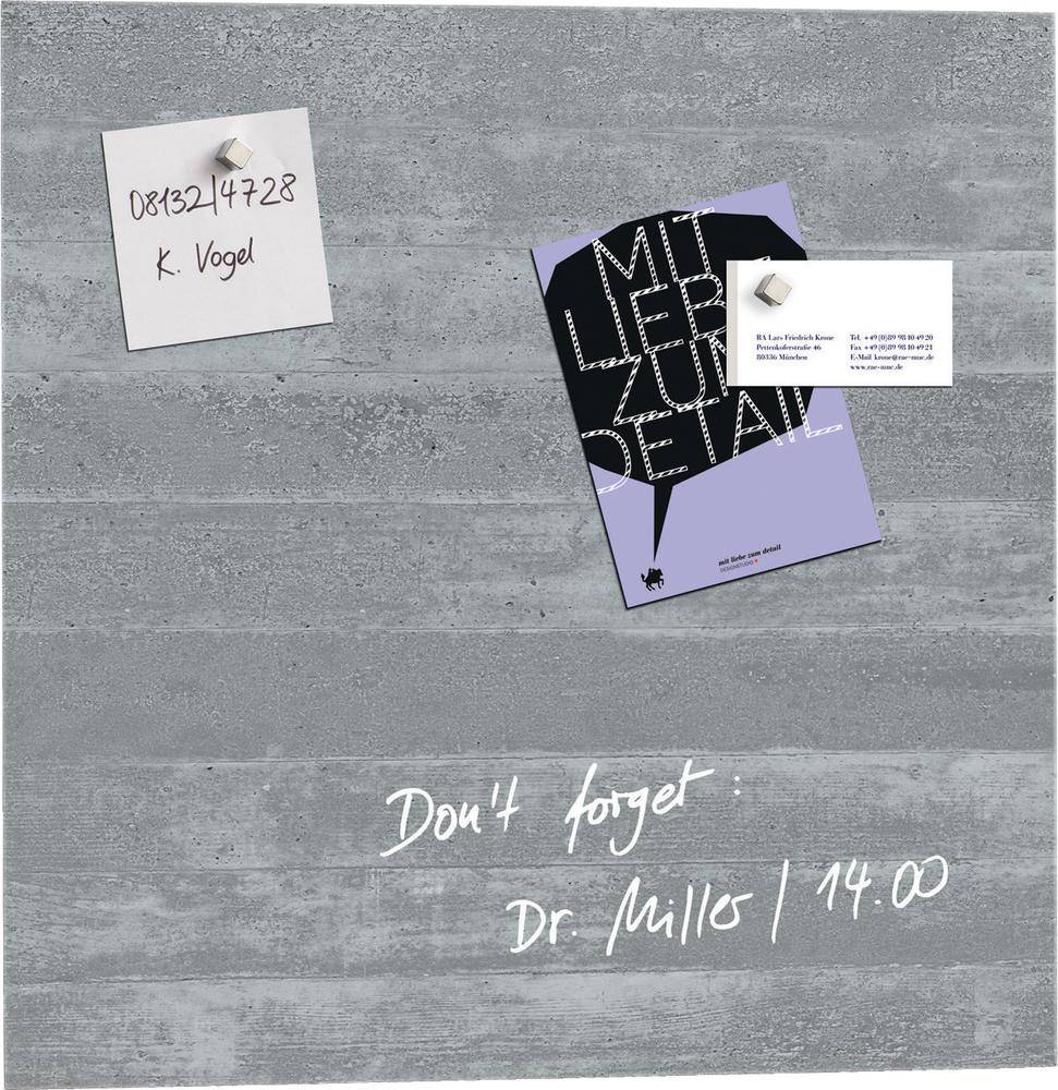 Glas-Magnetboard artverum 48x48cm Sichtbeton