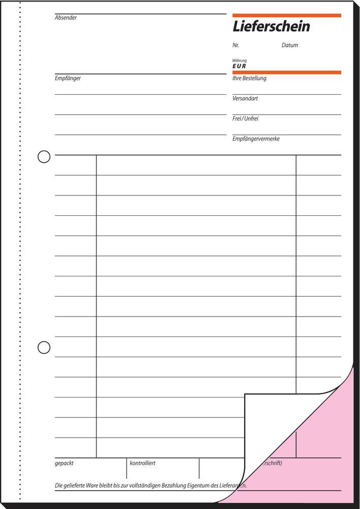 Formularbuch Lieferschein A5 VE=2x50 Blatt
