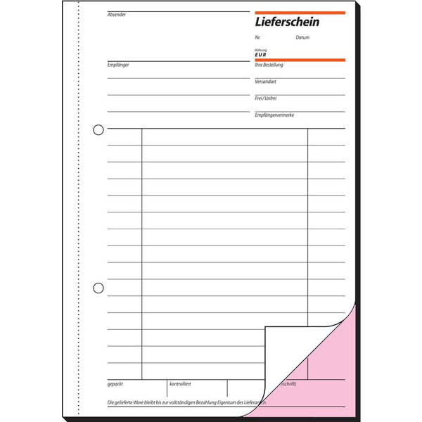 sigel Lieferschein/Li525, weiß+rosa, mit Blaupapier, A5 hoch, Inh. 2 x 50 Blatt