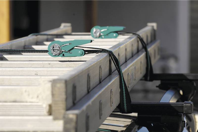 Wolfcraft 3418000 Einteiliger Spanngurt Zugkraft LC Niederzurren (einzeln/direkt)=90 daN (L x B) 4m x 25mm Ratsche EN 12195-2