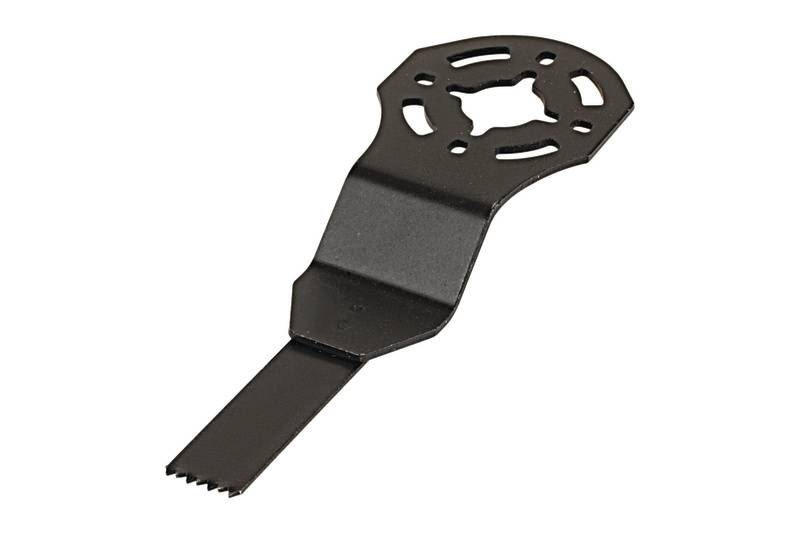 Ersatzsägeblatt für oszillierendes Multifunktionswerkzeug mit schwarzem Finish und gezackter Kante, geeignet für Holzarbeiten.
