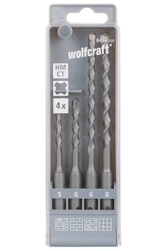 Wolfcraft 8456000 Hartmetall Hammerbohrer-Set 4teilig 5 mm, 6 mm, 6 mm, 8mm SDS-Plus 1 Set