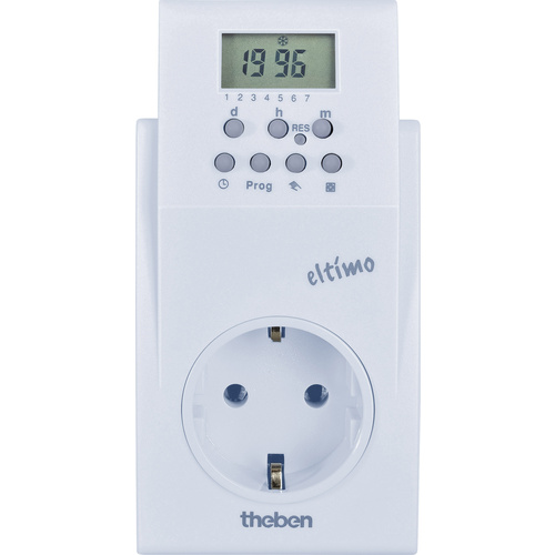 Theben 020 S Programmateur horaire pour prise électrique numérique programme hebdomadaire 3500 W IP20 fonction aléatoire