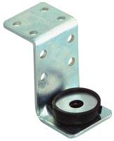 Metallwinkel mit mehreren Löchern und einer schwarzen Gummiunterlage an der Basis, wahrscheinlich für Montage- oder Befestigungszwecke.