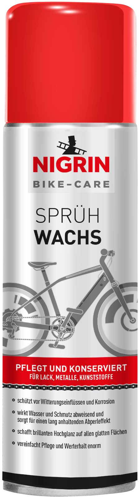 Rote Sprühdose Nigrin Bike Care Sprühwachs. Schützt und konserviert für Lack, Metalle, Kunststoffe. Pflege und Werterhalt.