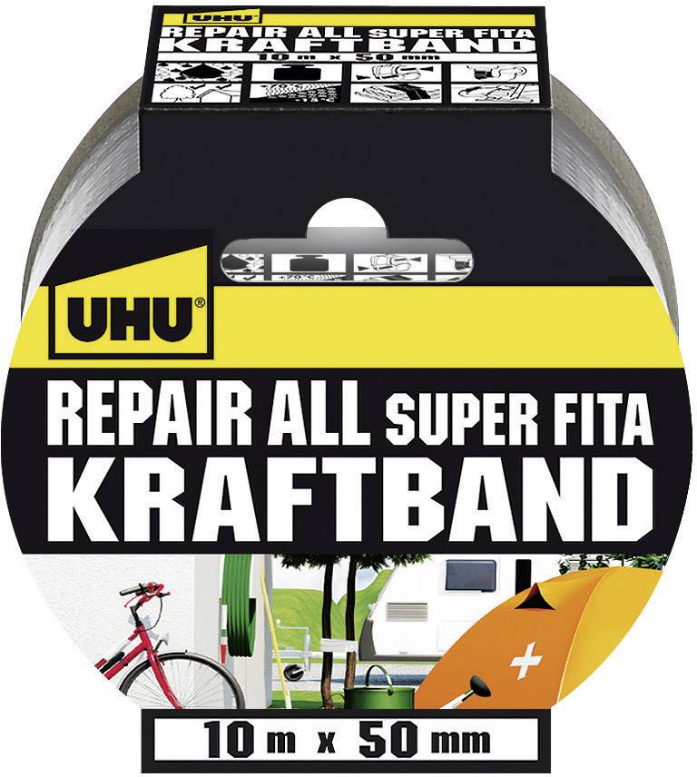 Kraftband Rolle - UHU Repair All Super Fita, 10 m x 50 mm. Geeignet für Reparaturen im Innen- und Außenbereich.