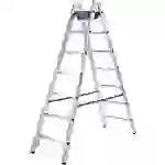 Krause 124937W Aluminium Stufen-Doppelleiter inkl. Werkzeugablage Arbeitshöhe (max.): 4.10m Silber, Blau 10.7kg Krause 124937W Aluminium Stufen-Doppelleiter inkl. Werkzeugablage Arbeitshöhe (max.): 4.10m Silber, Blau 10.7kg