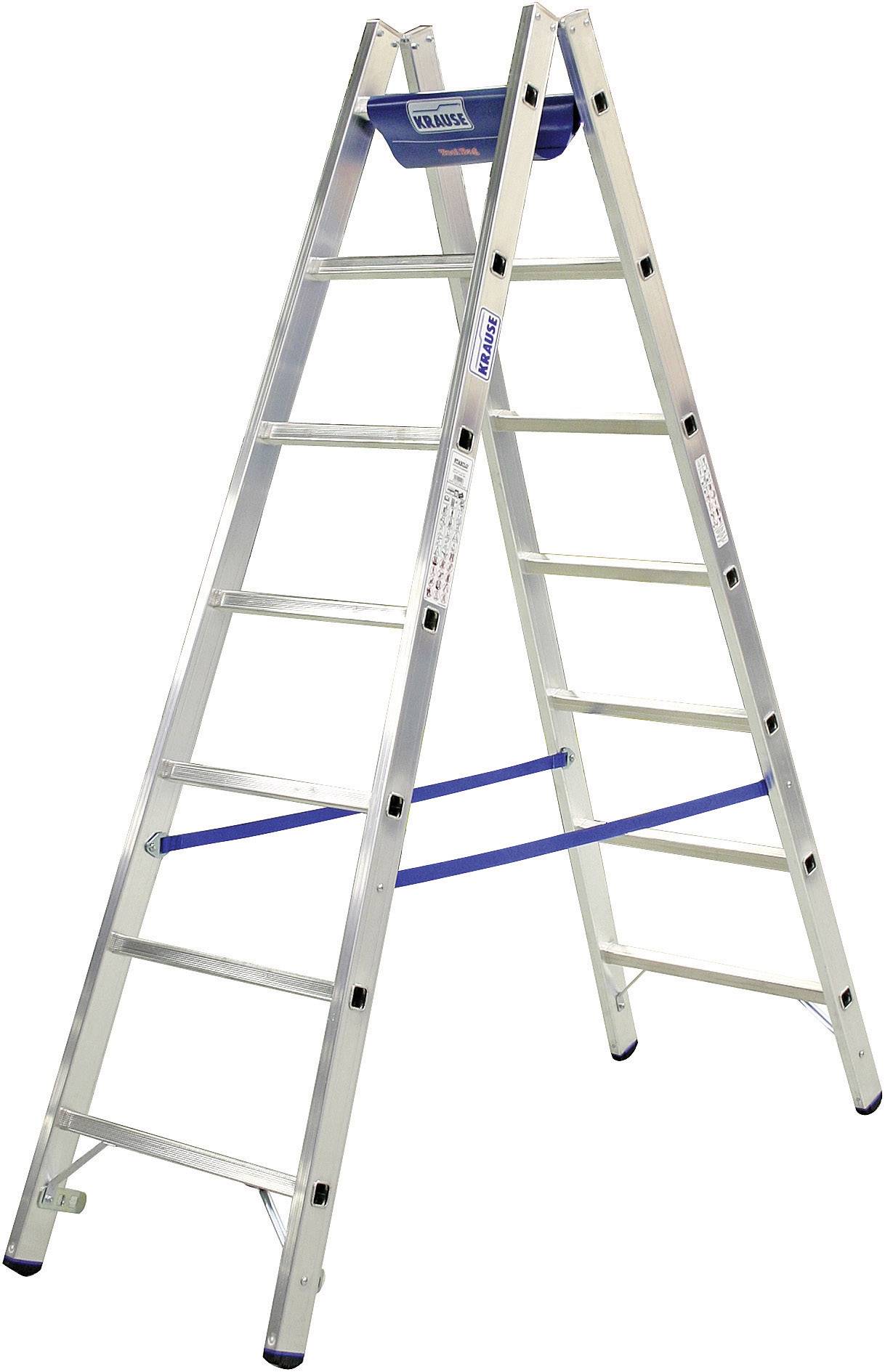 Aluminiumleiter aufgestellt, freistehend auf hartem Untergrund.