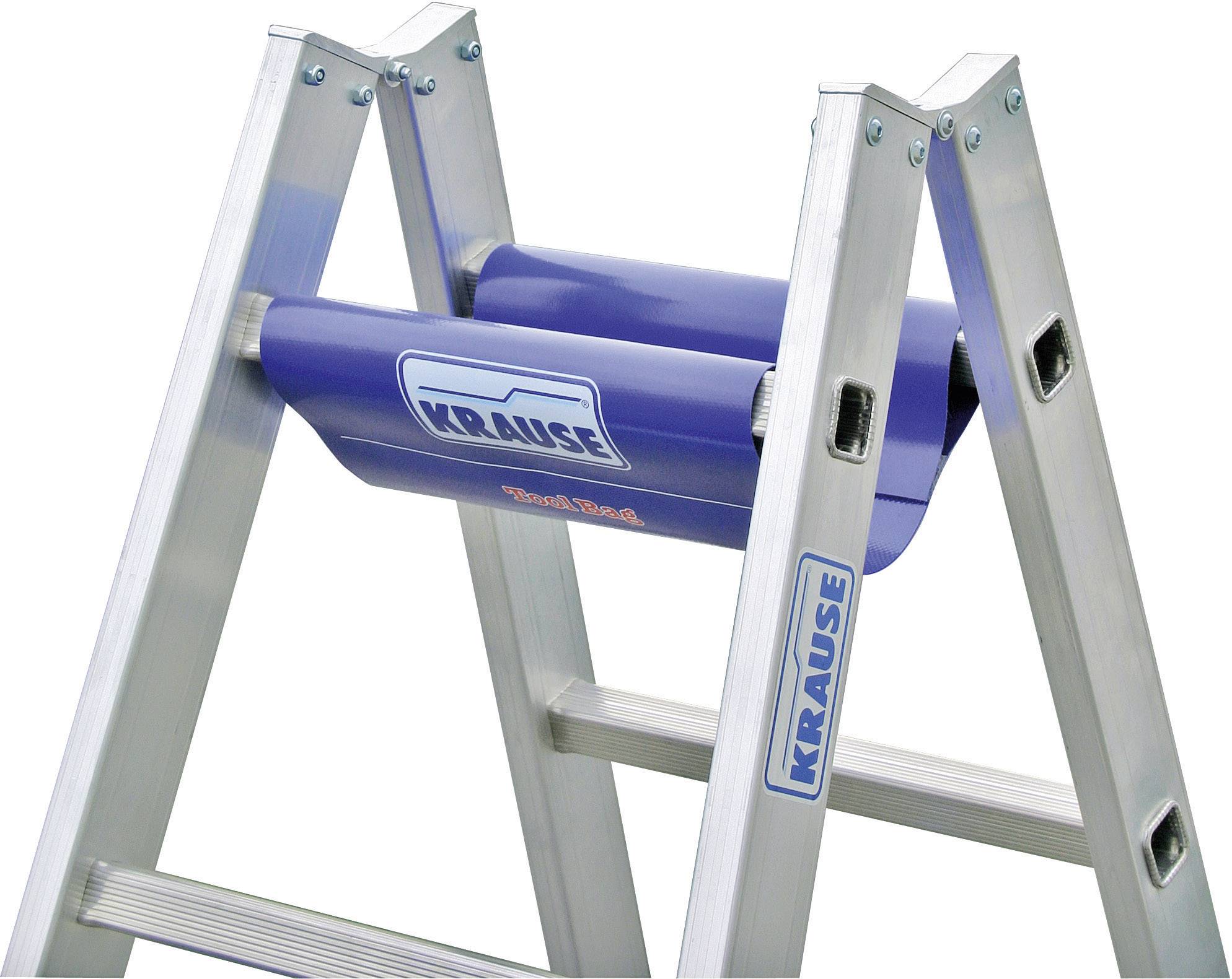 Krause 124951W Aluminium Stufen-Doppelleiter inkl. Werkzeugablage Arbeitshöhe (max.): 5.10m Silber, Blau 16.5kg