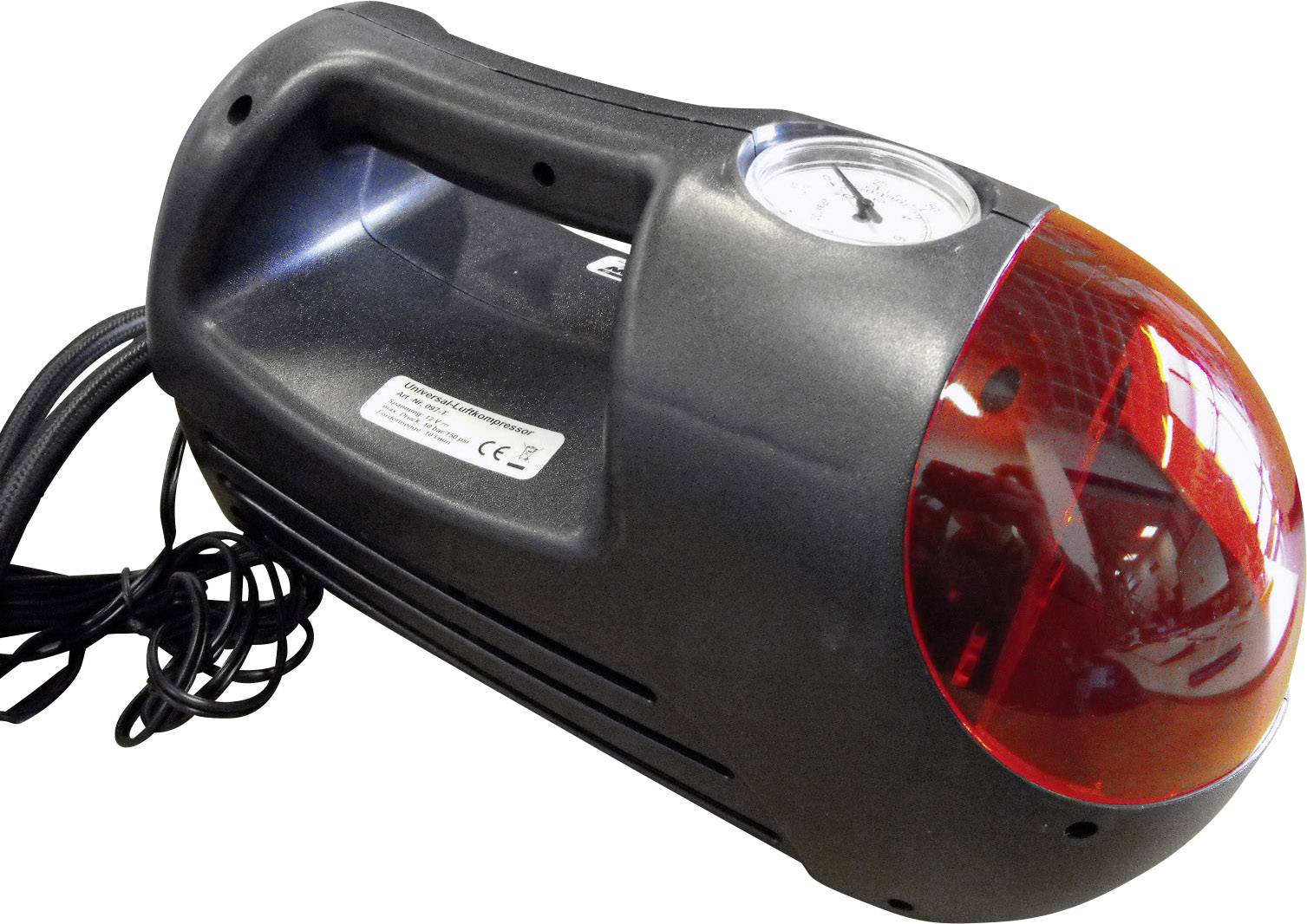 Brüder Mannesmann M 097-T Kompressor Universal-Luftkompressor 10 bar Blinklicht, mit Arbeitslampe, Analoges Manometer