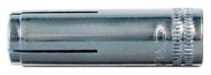 Metallspreizdübel in Zylinderform mit gerändeltem Rand, für sicheren Halt in festen Materialien.