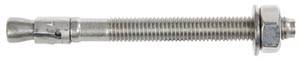 Ein Metallschraubanker mit Gewinde und einer Sechskantmutter. Geeignet für schwere Befestigungen in Beton oder Mauerwerk.