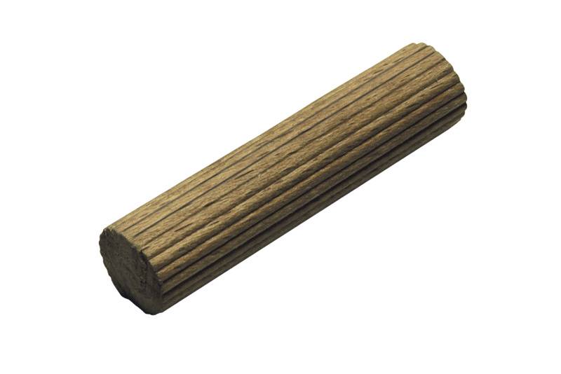 Ein geripptes, zylindrisches Objekt aus Holz oder Holzersatz dient möglicherweise als dekoratives oder funktionales Bauelement.