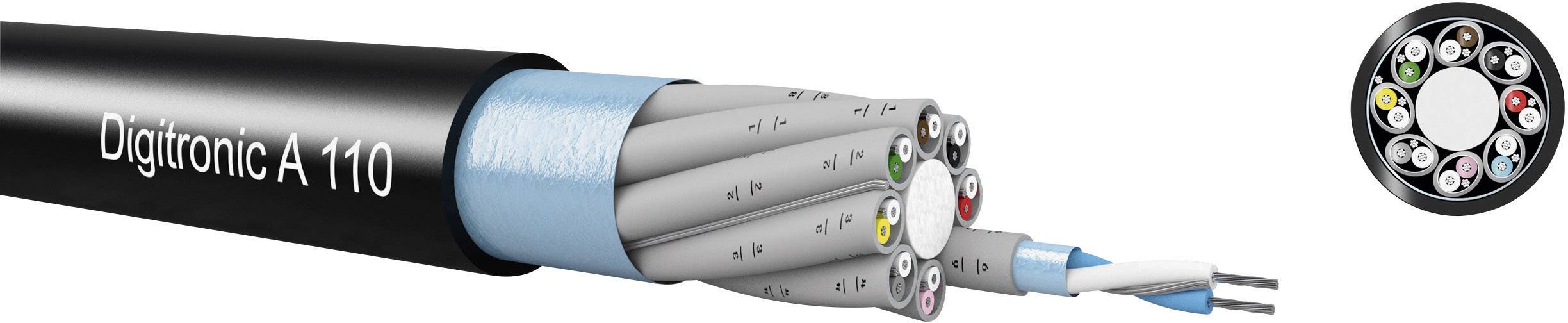 Kabelschnittdarstellung des Digitrinic A 110 mit mehreren farbcodierten Drähten, die den Innenaufbau und die Verkabelung zeigen.