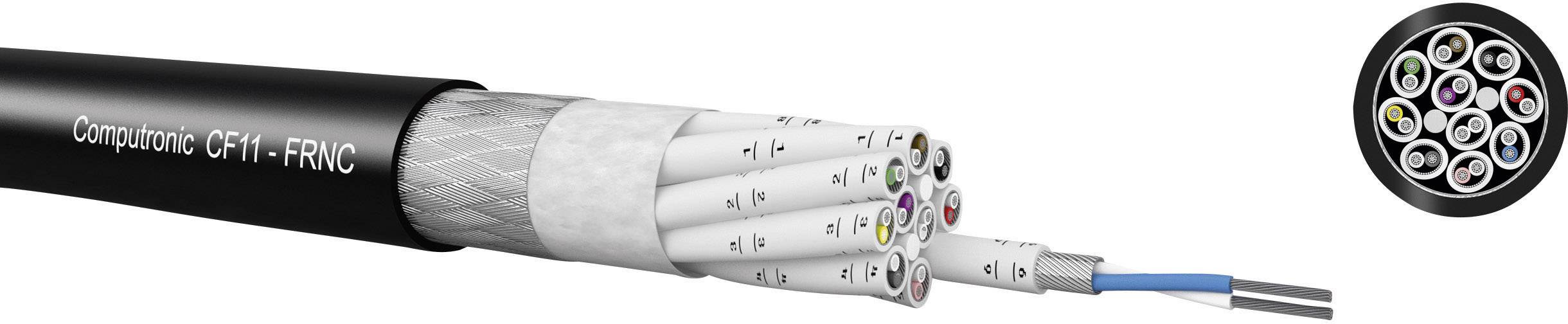 Kabel vom Typ 'CF11-FRNC' mit mehreren Farbkabeln im Querschnitt. Geeignet für flexible Anwendungen, abgebildet mit Schutzmantel.