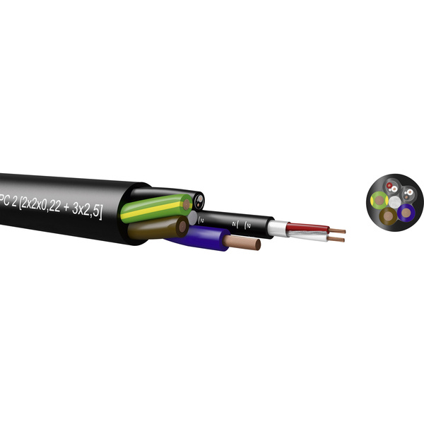 Kabeltronik 720030000-1 Câble combiné 1 x 2 x 0.22 mm² + 2 x 1 mm² noir Marchandise vendue au mètre