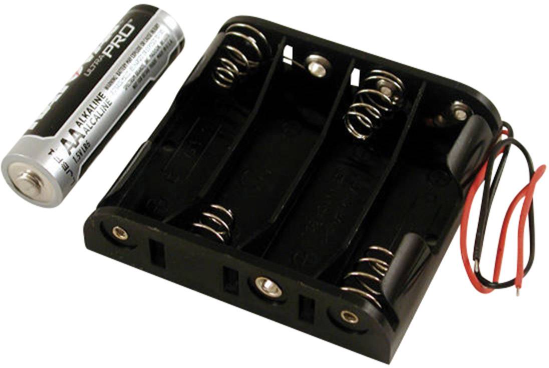 Hammond Electronics BH4AAW Batteriehalter 4 x AA Kunststoff Schwarz 1 St.