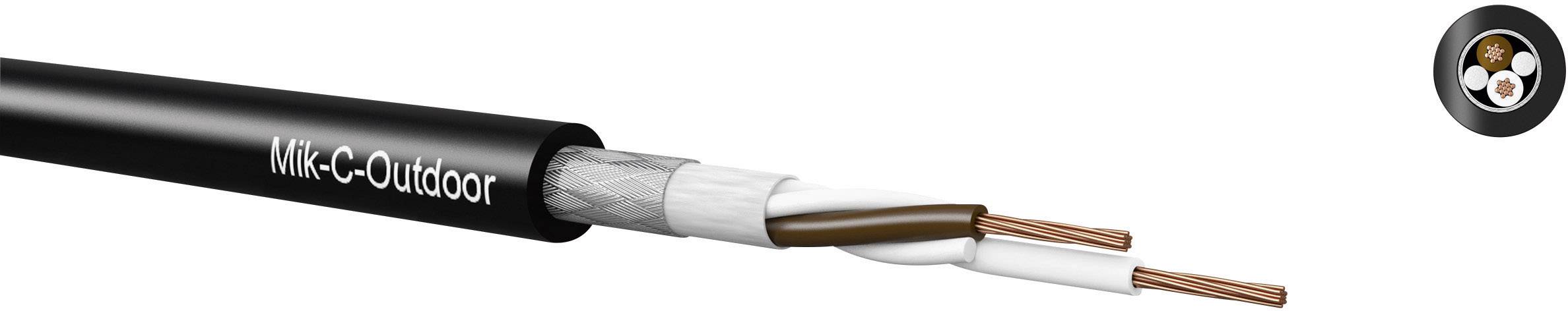 'Kabel mit schwarzer Isolierung, geöffnet, um die internen Kupferdrähte zu zeigen. Beschriftet als 