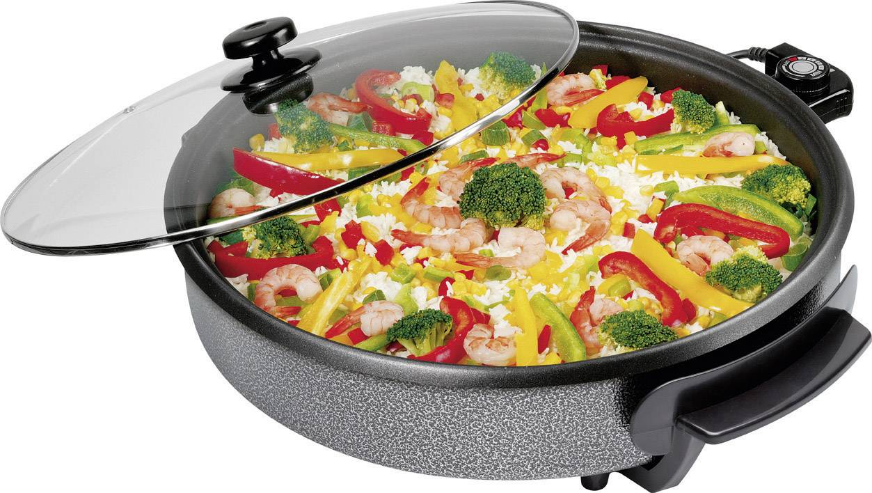 Clatronic PP2914 251102 Partypfanne mit Glasdeckel, mit manueller Temperatureinstellung