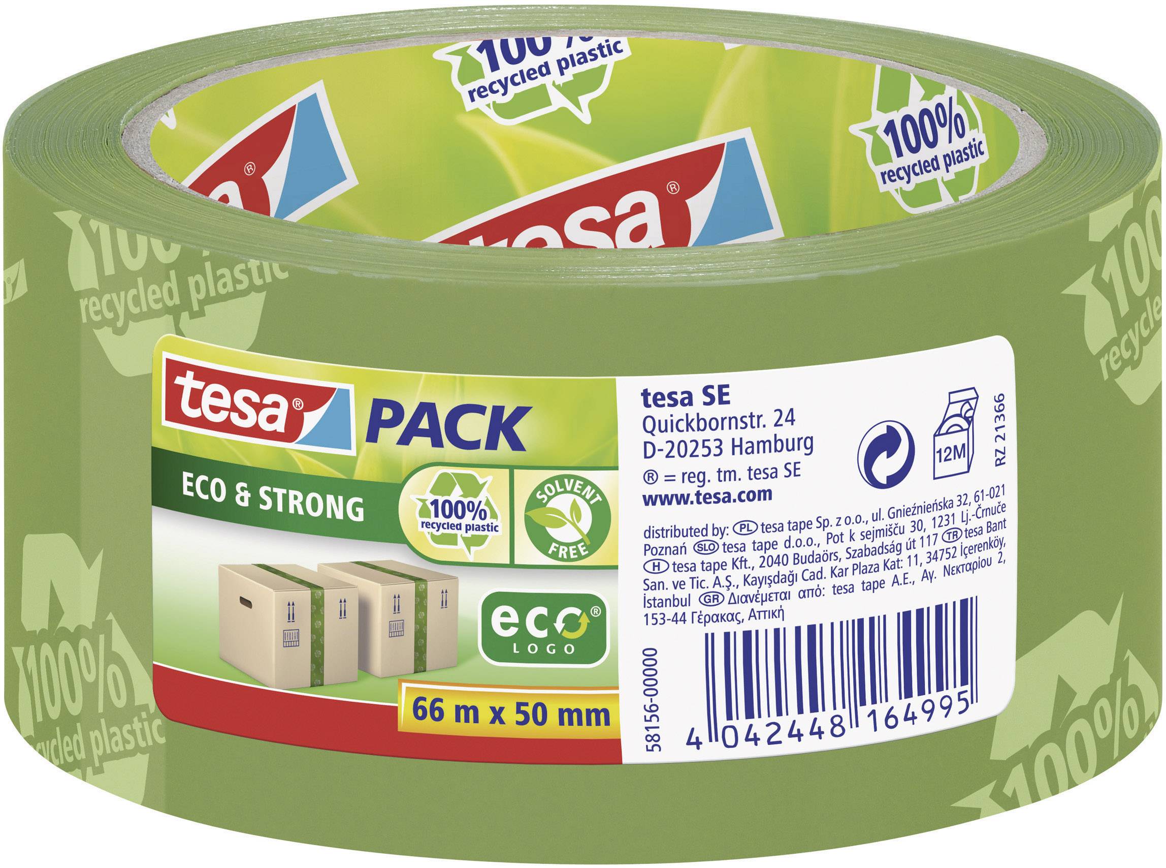 TESA ECO & STRONG 58156-00000-00 Packband tesapack® Grün (L x B) 66m x 50mm 1St.
