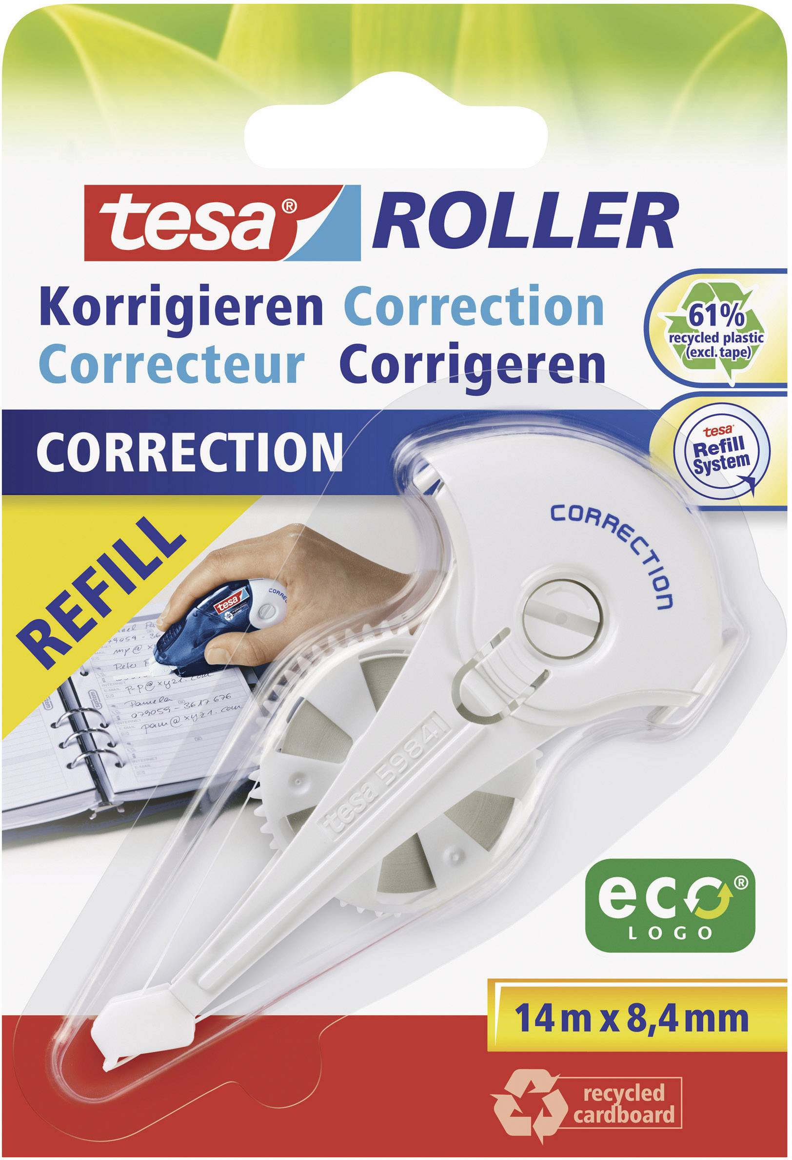 TESA Nachfüllkassette Korrekturroller ROLLER 59986 8.4mm Weiß 14m