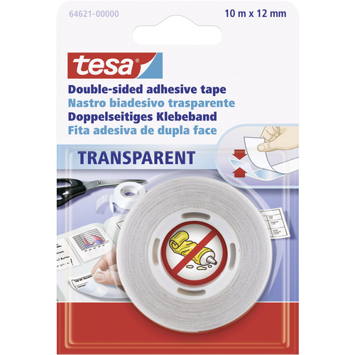 TESA 64621-00000-07 Doppelseitiges Klebeband Transparent (L x B) 10m x 12mm 1St.