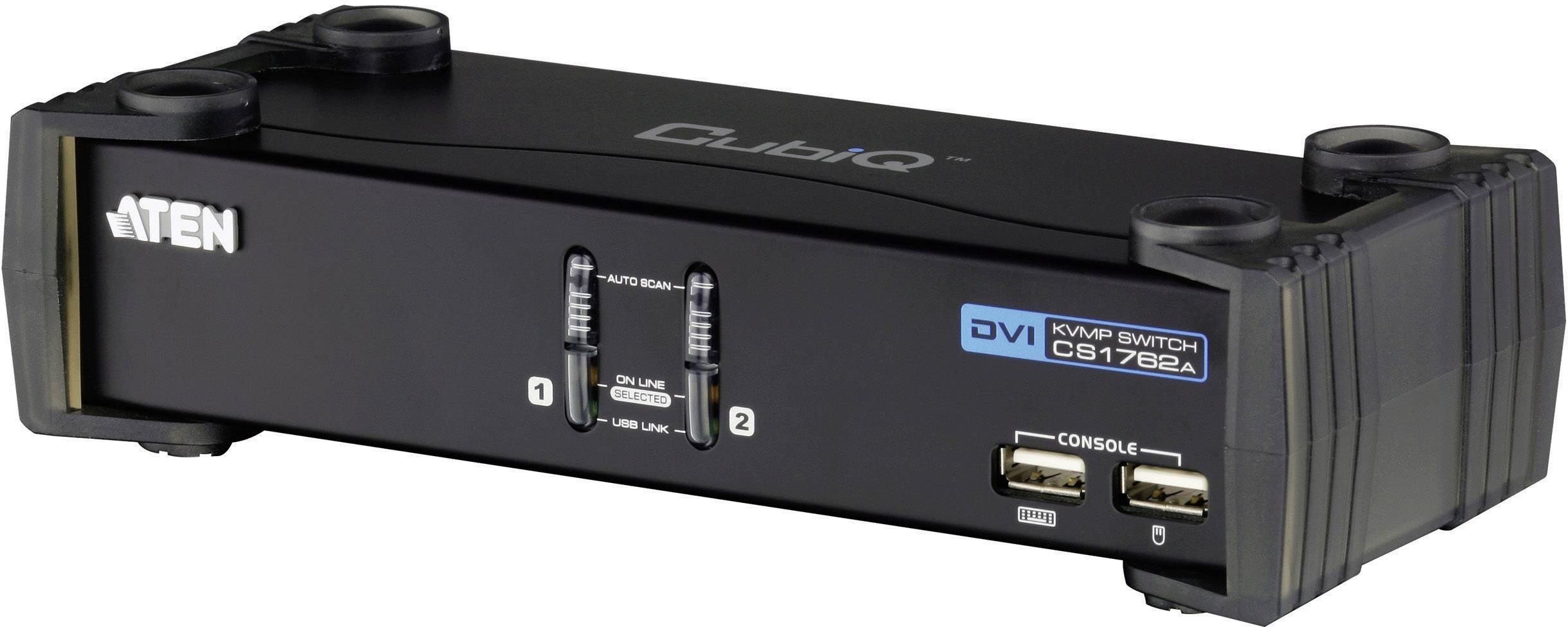 KVM-Switch von Aten, Modell CubiQ CS1762A, mit DVI-Anschluss und zwei USB-Ports.