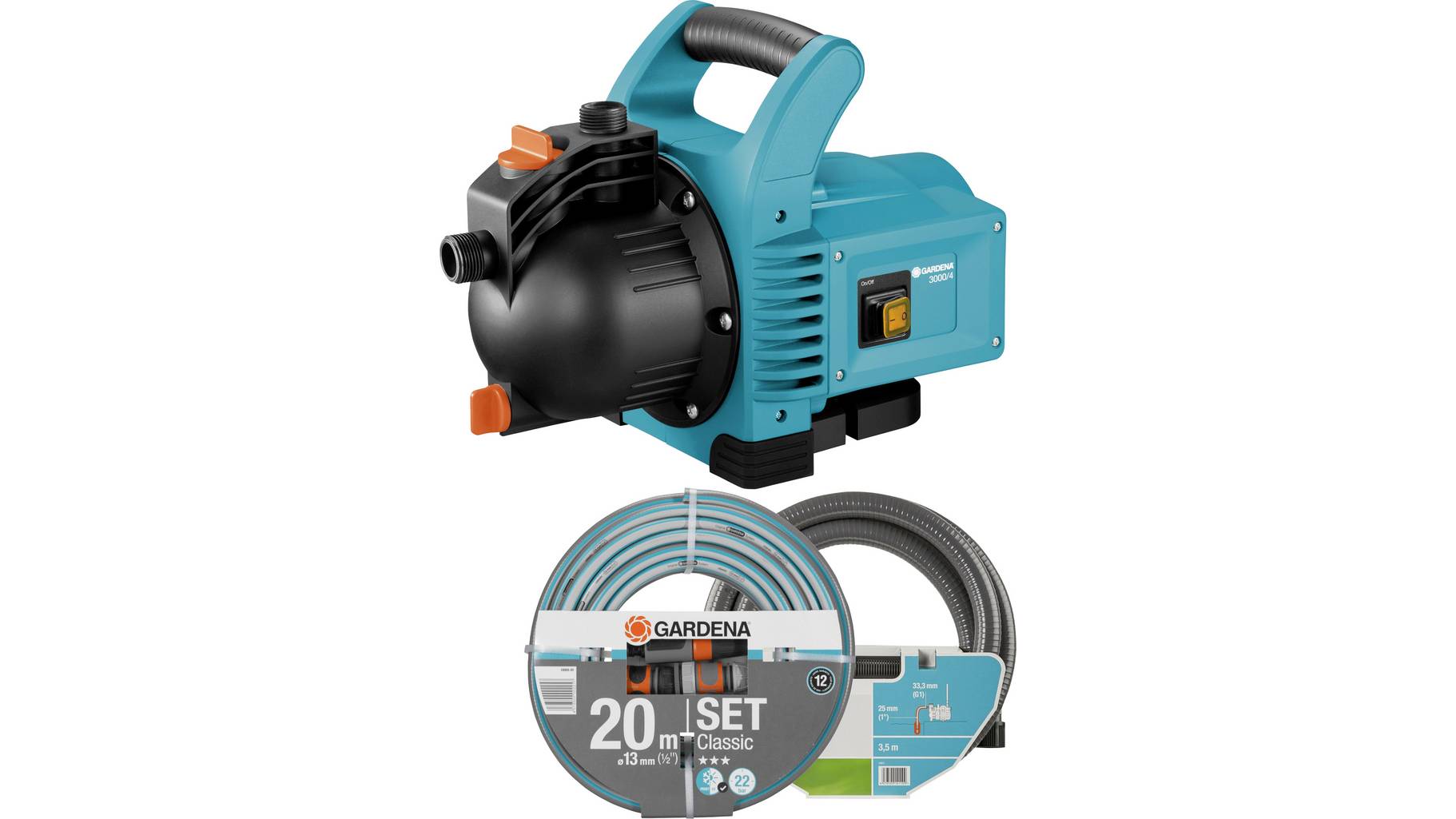 Gardena 3000/4 Gartenpumpe Set 3100 l/h 36m, A016 ...