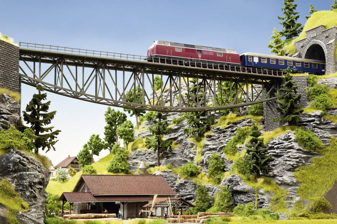 NOCH 67028 H0 Fischbauchbrücke 1gleisig Universell (L x B x H) 540 x 75 x 128mm