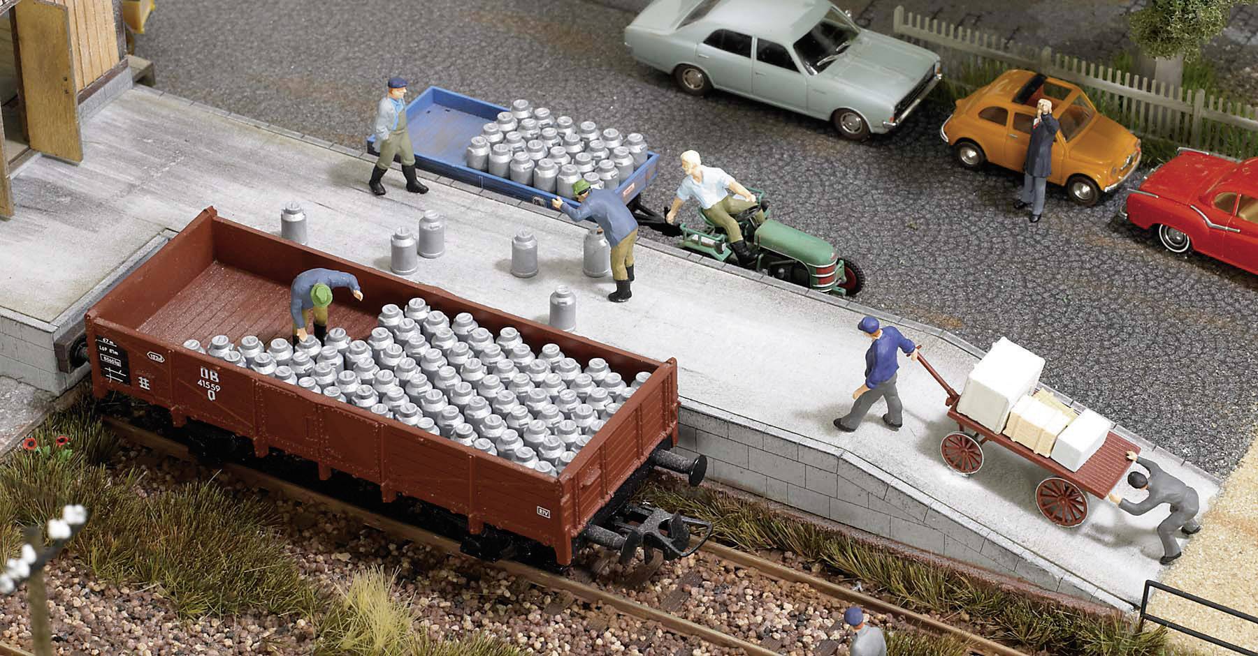 Busch 1145 H0 Milchkannen mit Zubehör Kunststoffbausatz