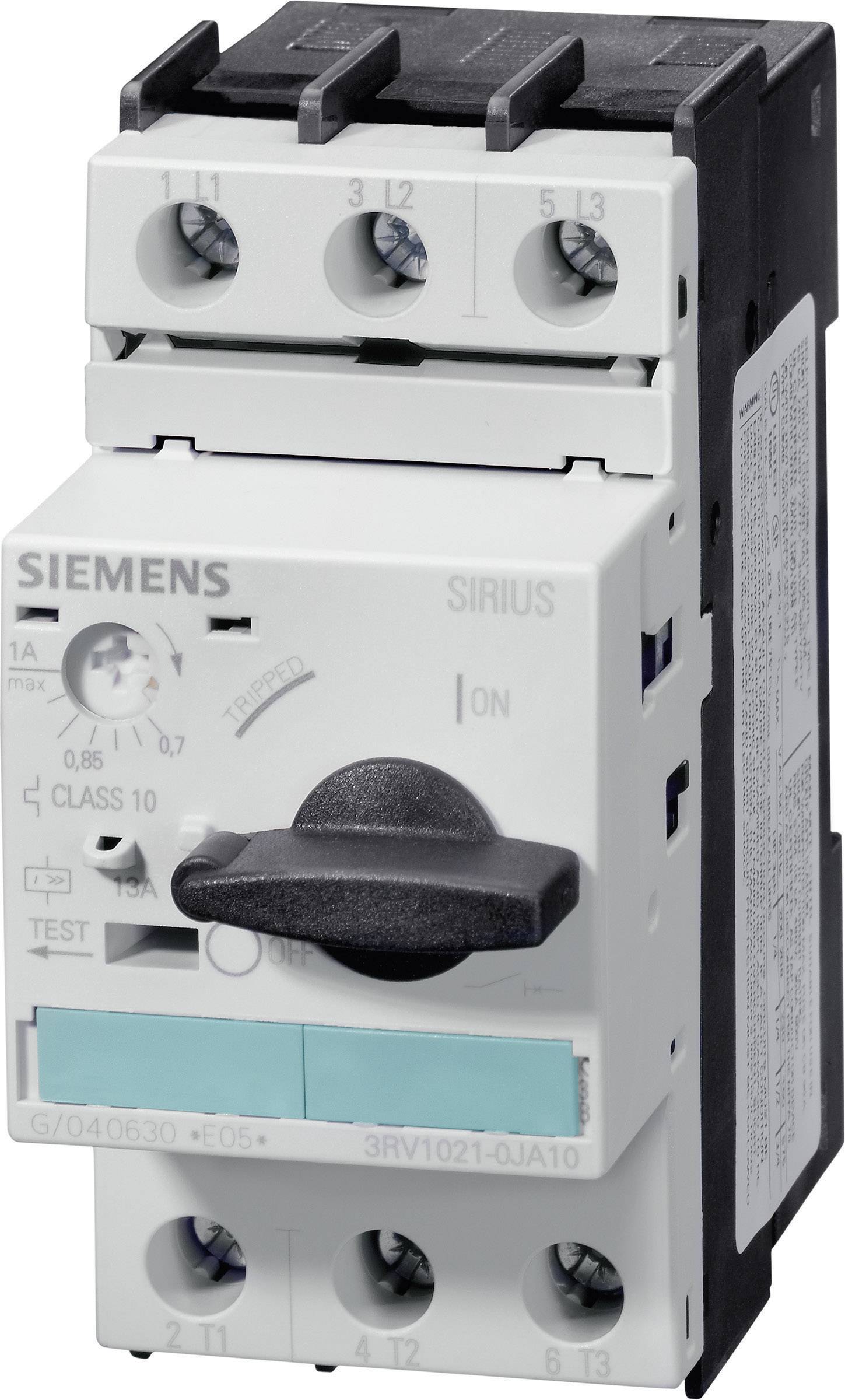 Siemens 3RV1021-1JA10 Leistungsschalter 1 St. 3 Schließer Einstellbereich (Strom): 7 - 8 A Schaltspannung (max.): 690 V/AC (B x H x T) 45 x 97 x 96 m