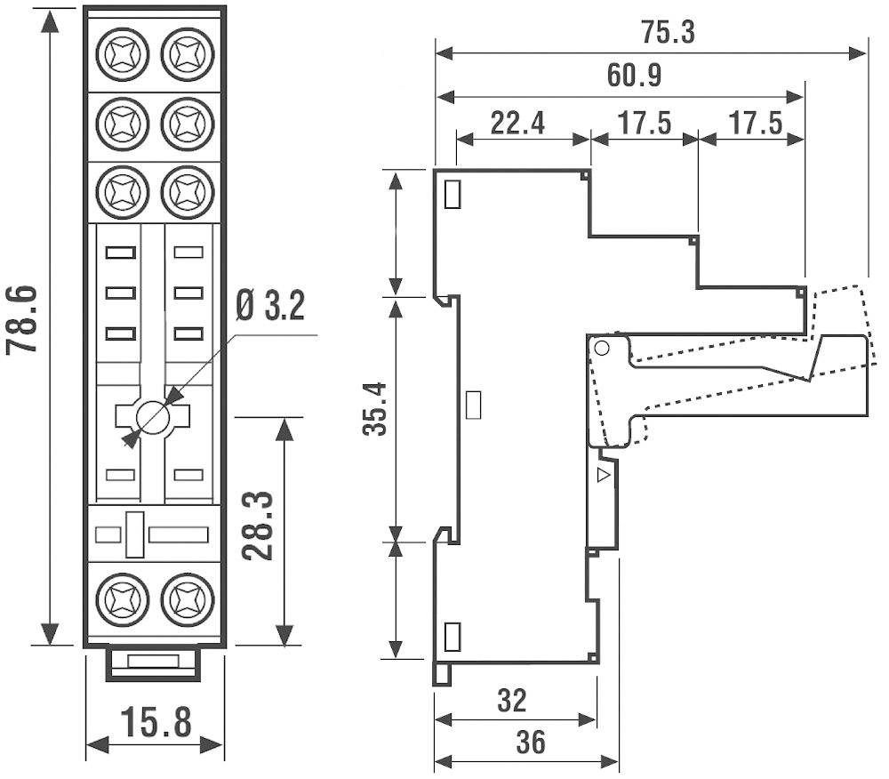 Finder 95.05 Relaissockel Passend für Serie (Relais): Serie 40, Serie 44 40.52, 40.61, Finder 44.62 (L x B x H)