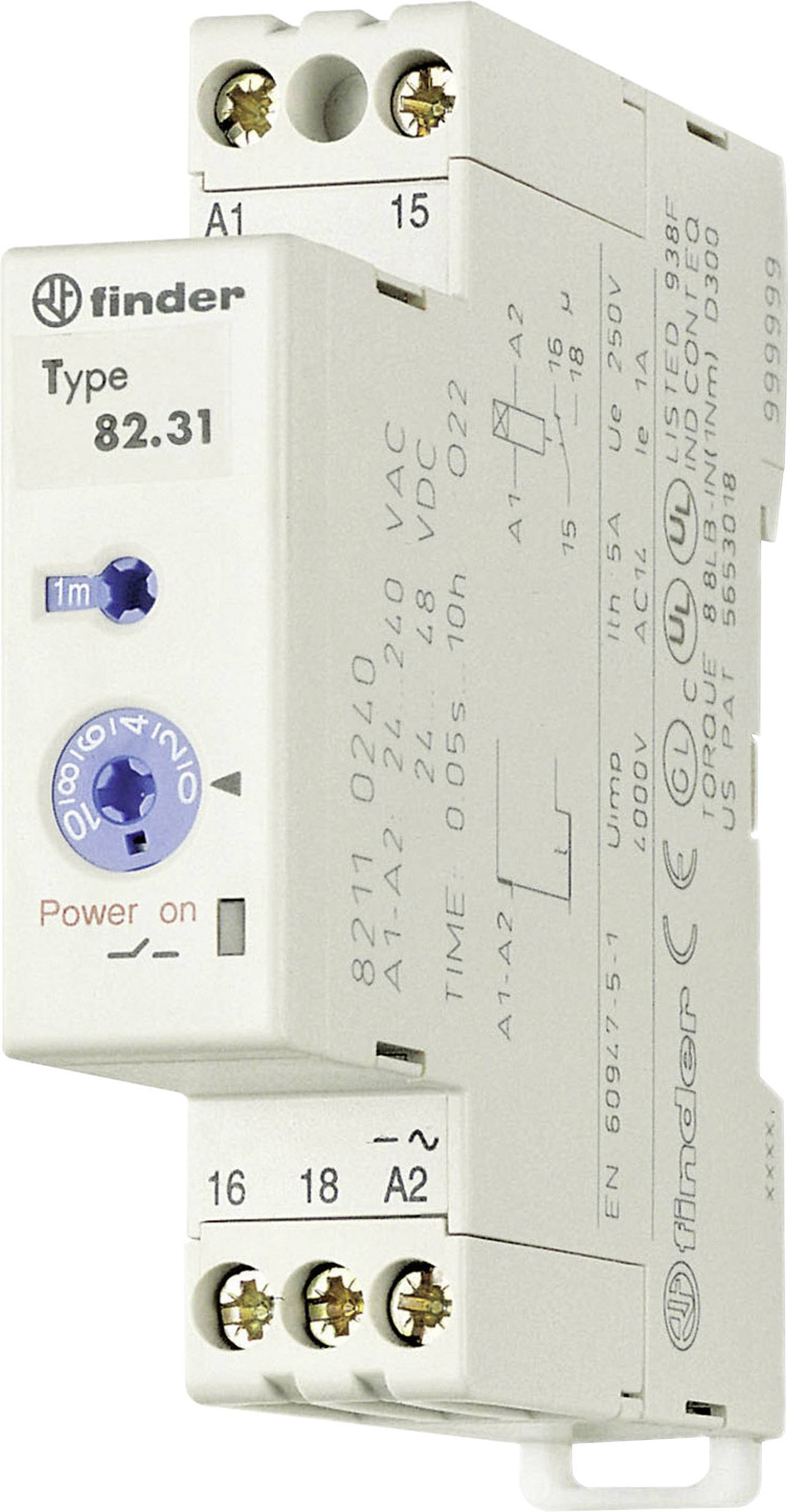 Finder 82.31.0.240 Zeitrelais Monofunktional  1 St. Zeitbereich: 10 h (max) 1 Wechsler