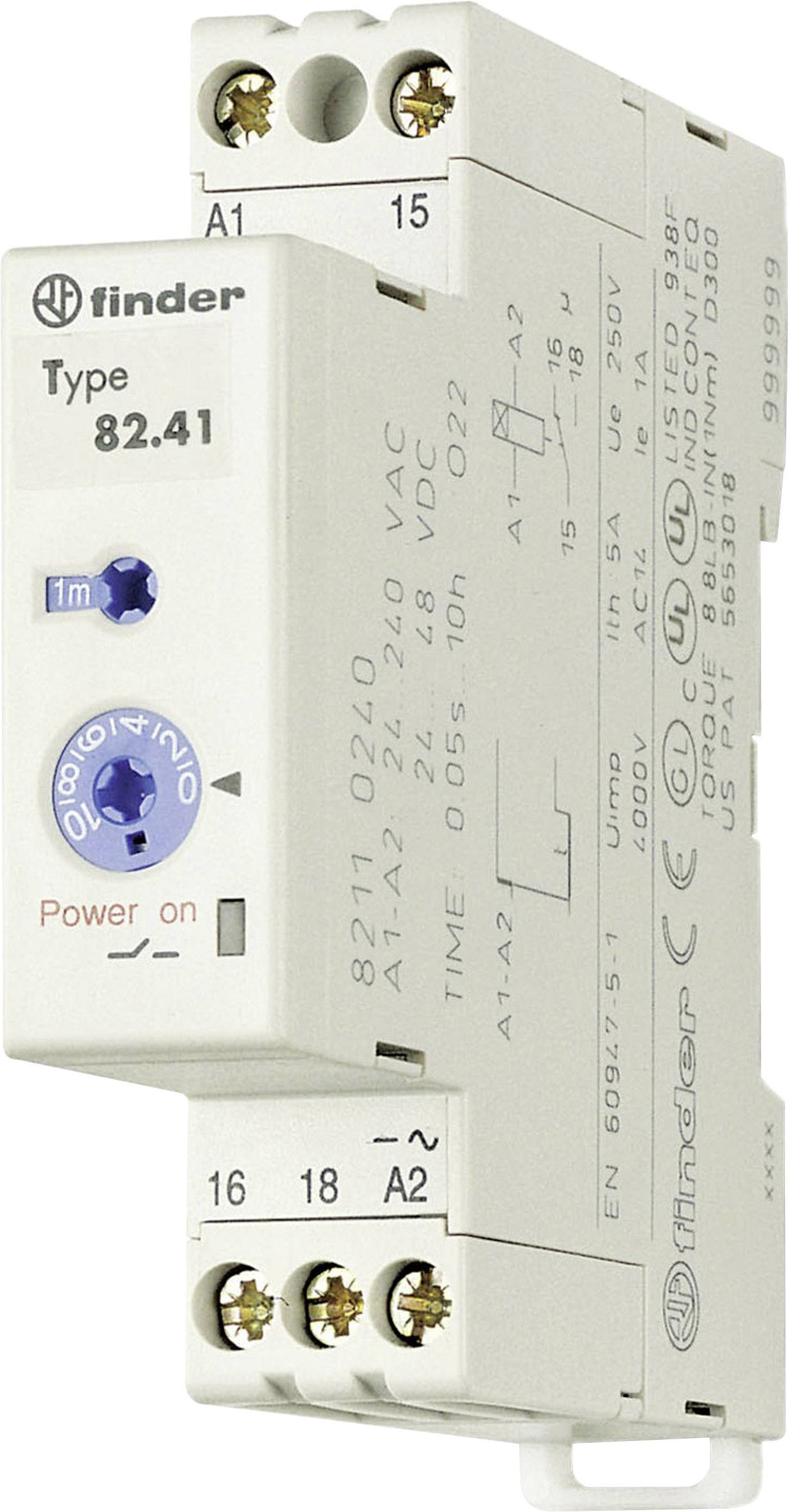 Finder 82.41.0.240 Zeitrelais Monofunktional 1 St. Zeitbereich: 10h (max) 1 Wechsler