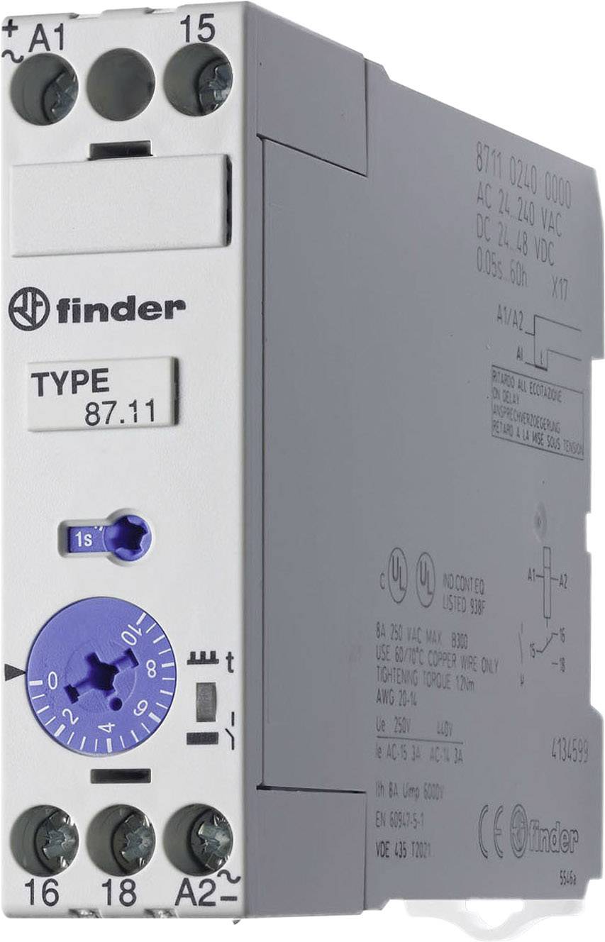 Finder 87.11.0.240 Zeitrelais Monofunktional 1 St. Zeitbereich: 60h (max) 1 Wechsler