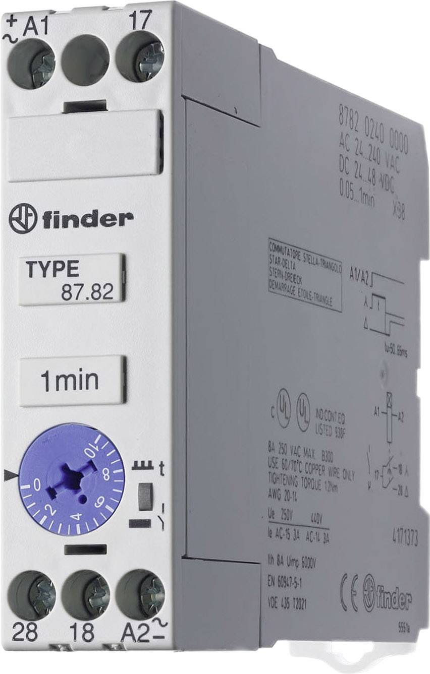 Finder 87.82.0.240 Zeitrelais Monofunktional 1 St. Zeitbereich: 1 min (max) 2 Schließer