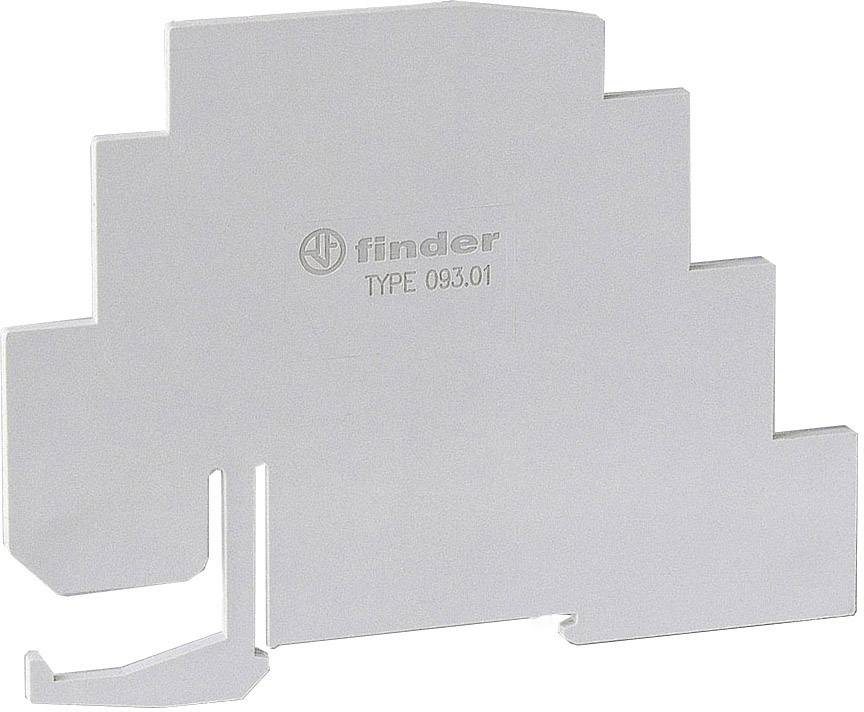 Industrieller Montageadapter mit der Aufschrift 'Finder TYPE 093.01', für Befestigung auf DIN-Schienen geeignet.