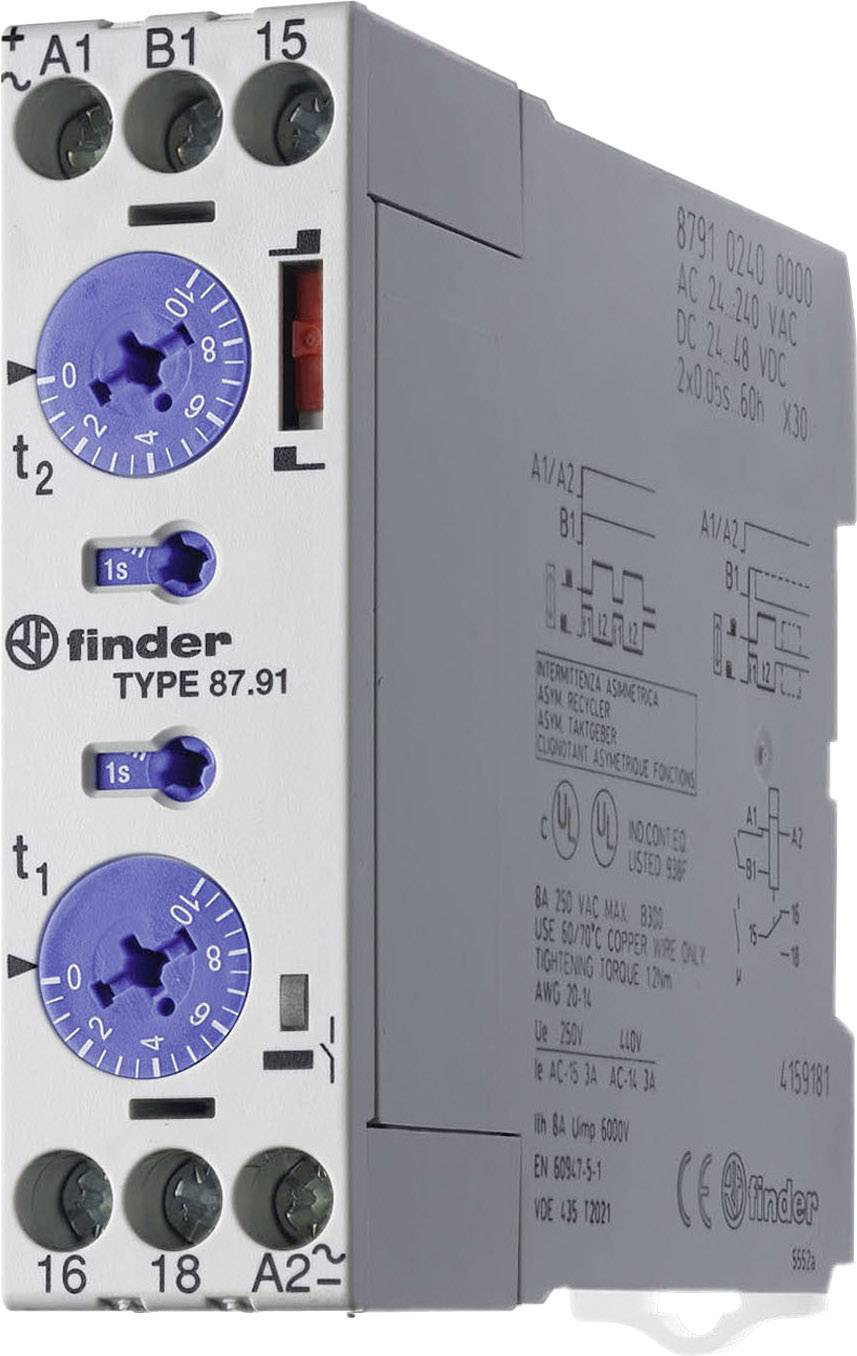Finder 87.91.0.240 Zeitrelais Multifunktional 1 St. Zeitbereich: 60h (max) 1 Wechsler