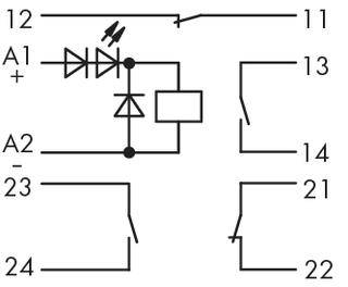 WAGO 286-336 Steckrelais 24 V/DC 20 A 2 Öffner, 2 Schließer 1 St.