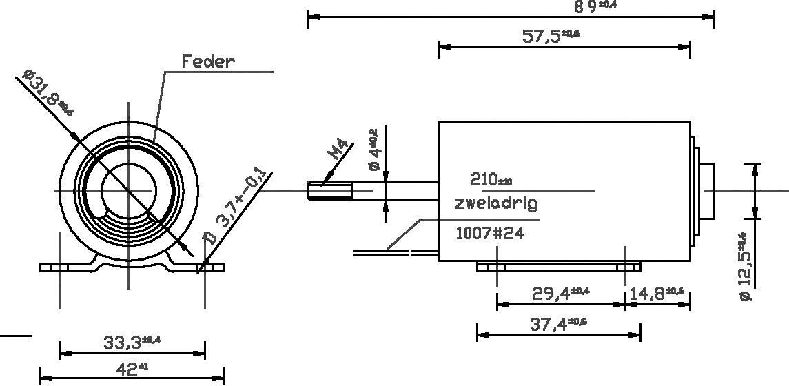 Tremba ZMF-3258d.002-24VDC,100% Hubmagnet drückend 0.2 N 45 N 24 V/DC 13 W