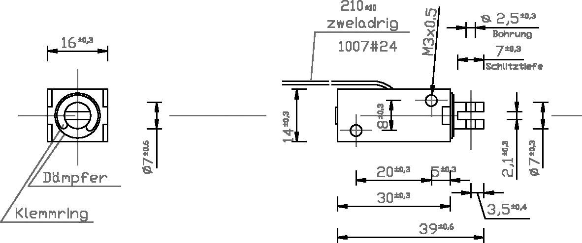 Tremba HMF-1614z.002-24VDC,100% Hubmagnet ziehend 0.1 N 5.8 N 24 V/DC 2W