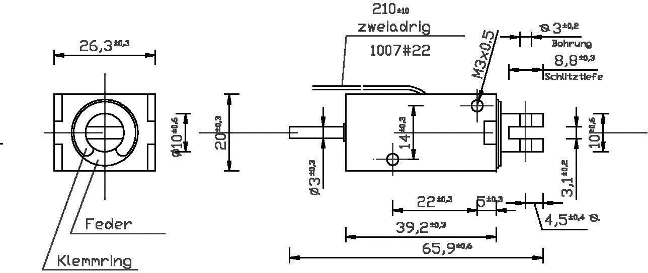 Tremba HMF-2620-39d.002-24VDC,100% Hubmagnet drückend 0.8 N 8 N 24 V/DC 3.8W