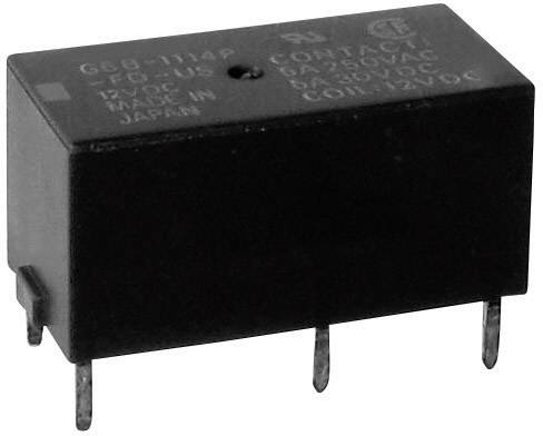 Ein schwarzes, rechteckiges Relais mit vier Stiften, Aufschrift 'G6B-1114P' erkennbar, wahrscheinlich industrieller oder elektronischer Gebrauch.