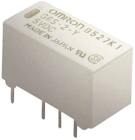 Ein rechteckiges elektronisches Bauteil mit der Aufschrift 'OMRON G5S-2-Y 5VDC MADE IN JAPAN', vier Metallbeine ragen heraus.