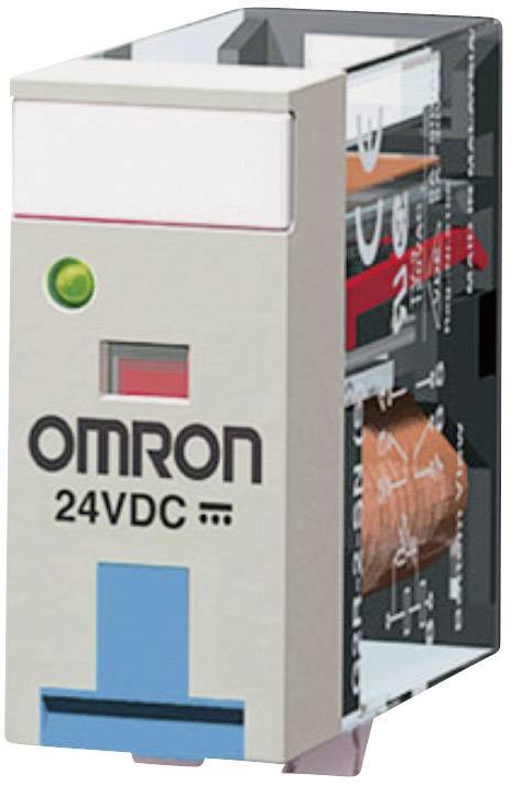 Ein elektronisches Relais von Omron mit der Aufschrift '24VDC', geeignet für den Einsatz in elektronischen Schaltungen.