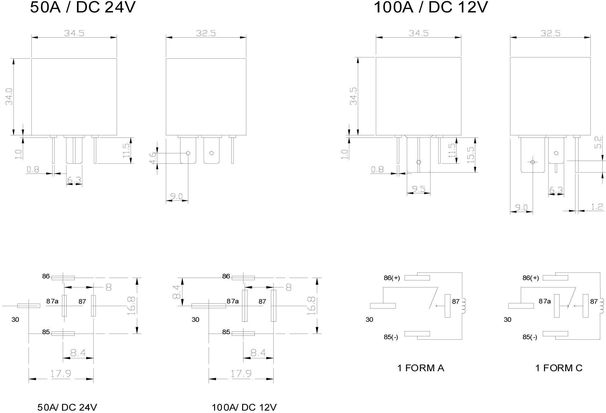 FiC FRC6BA-1-DC12V Kfz-Relais 12 V/DC 150A 1 Schließer