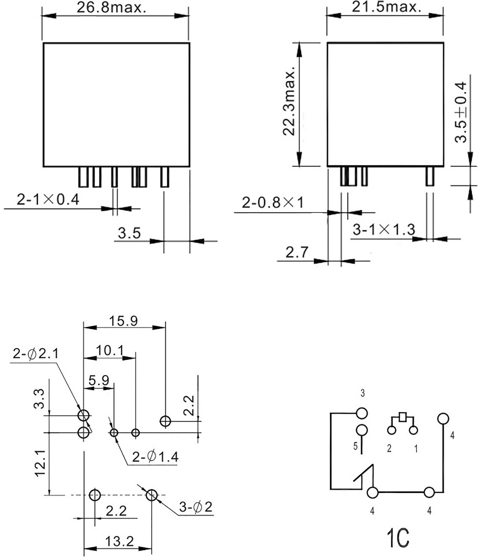 FiC FRA2C-S2-DC12V Kfz-Relais 12 V/DC 40A 1 Wechsler