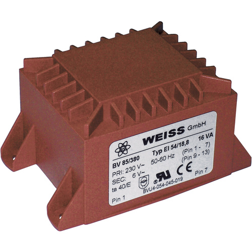 Weiss Elektrotechnik 85/382 Printtransformator 1 x 230V 1 x 12 V/AC 16 VA 1333mA