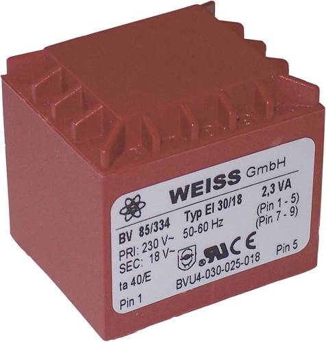 Weiss Elektrotechnik 85/333 Printtransformator 1 x 230V 1 x 15 V/AC 2.30 VA 153mA