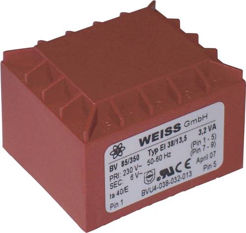 Weiss Elektrotechnik 85/355 Printtransformator 1 x 230V 1 x 24 V/AC 3.20 VA 133mA
